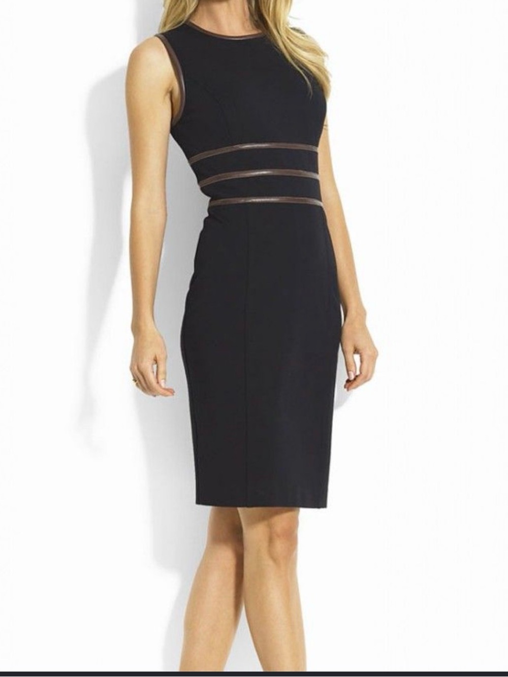Lauren Ralph Lauren Black officesiren Sheath Dress with Espresso Waist Bands